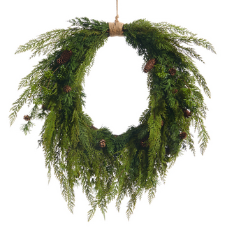 Cedar and Mini Pinecone Wreath 27"