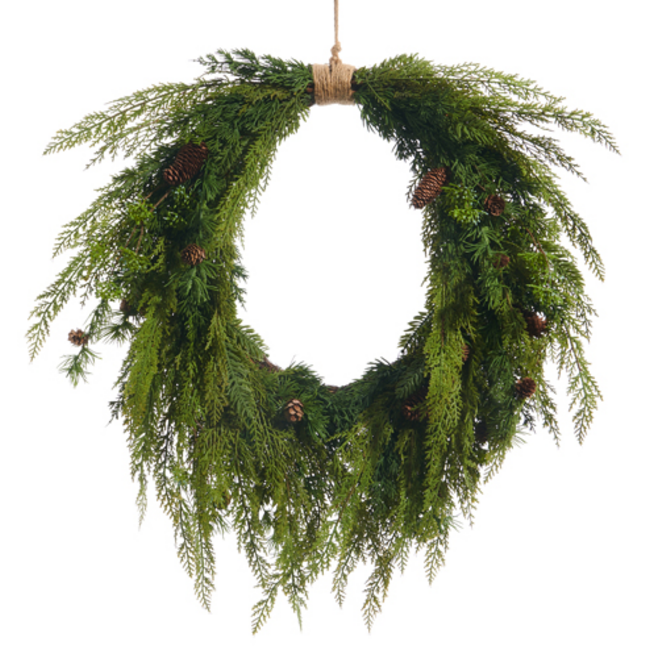 Cedar and Mini Pinecone Wreath 27"