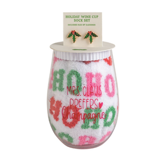 Wine, Earring & Sock Set