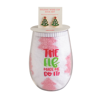 Wine, Earring & Sock Set