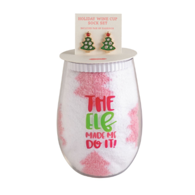 Wine, Earring & Sock Set