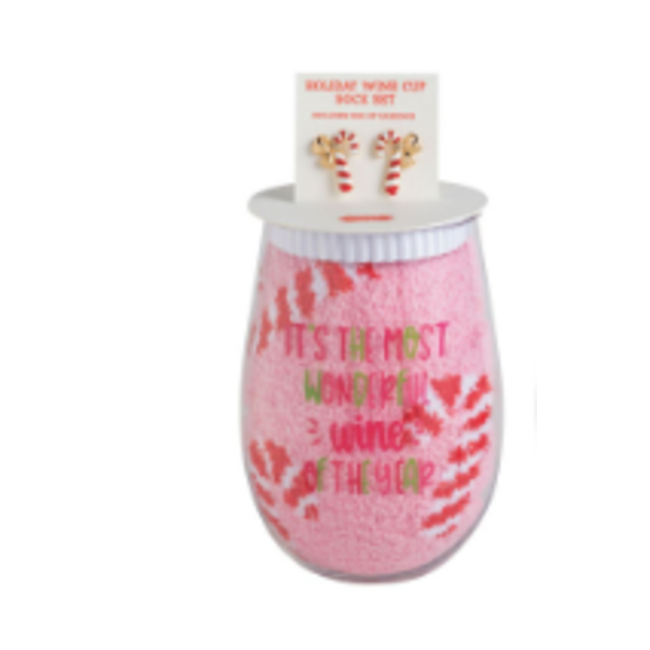 Wine, Earring & Sock Set