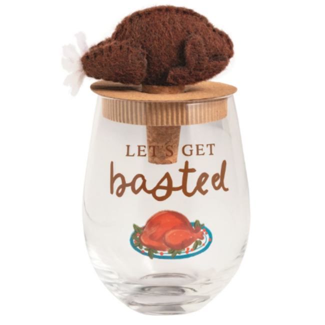 Thanksgiving Wine Glass & Stopper