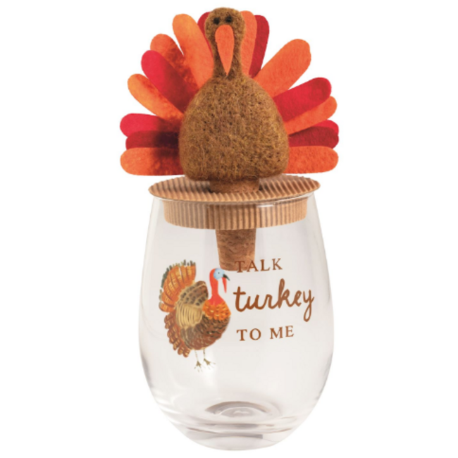 Thanksgiving Wine Glass & Stopper