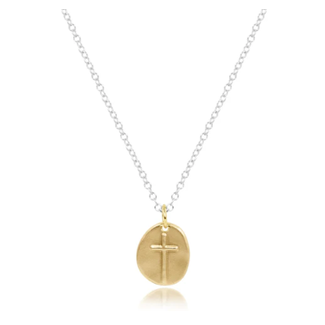 16" necklace sterling mixed metal - inspire small gold charm