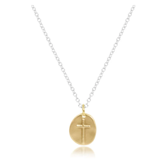 16" necklace sterling mixed metal - inspire small gold charm