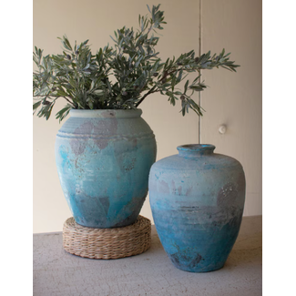 Antique Blue Ceramic Urn