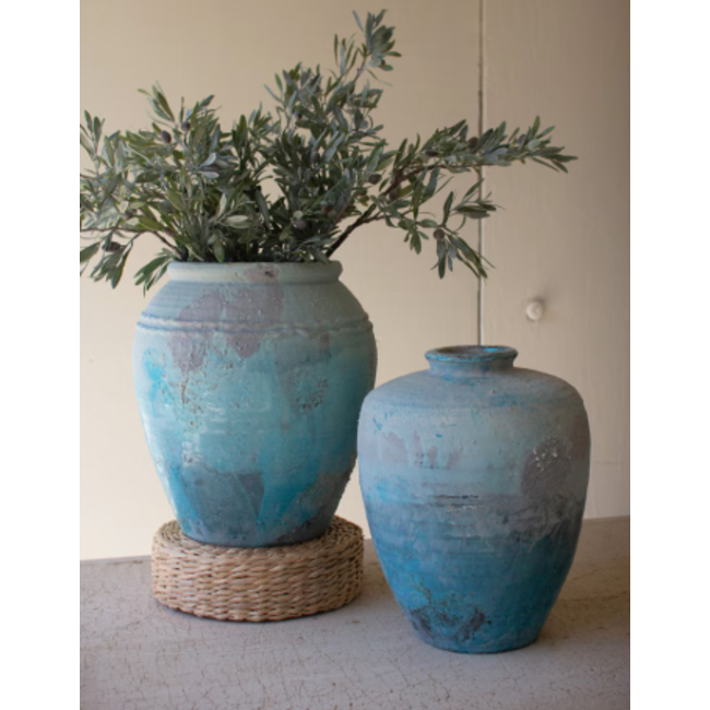 Antique Blue Ceramic Urn
