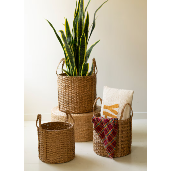 Round Braided Seagrass Basket w/ Handles