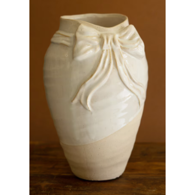 White Ceramic Vase w/ Bow