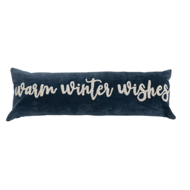 Velvet Lumbar Pillow "Warm Winter Wishes"