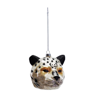 Mercury Glass Cheetah Head Ornament