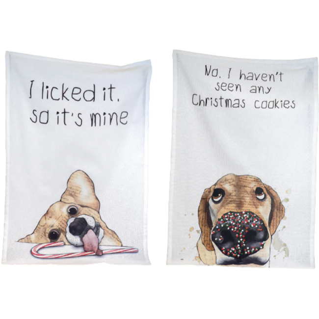 Xmas Treats Dogs Tea Towels S/2