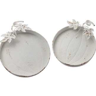 Metal White Pumpkin Tray