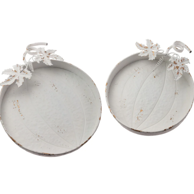 Metal White Pumpkin Tray