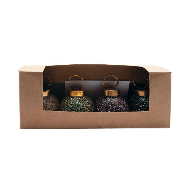 Beaded Ball Ornament Card Holders, Boxed S/4