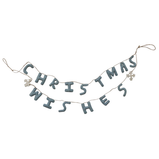 Wool Felt Christmas Wishes Banner w/ Snowflakes
