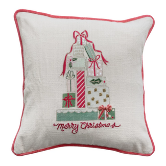 20" Square Pillow w/ Embroidered Gifts