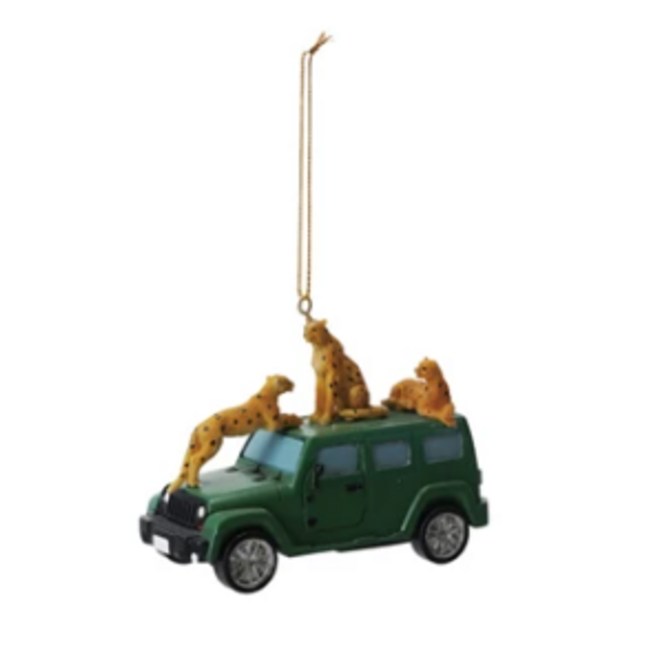 Safari Vehicle Ornament w/ Cheetahs