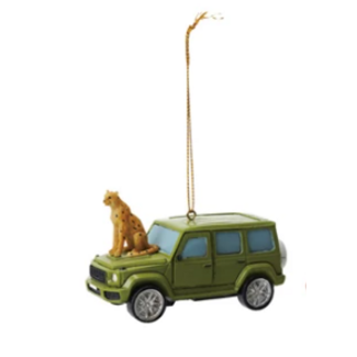 Safari Vehicle Ornament w/ Cheetahs