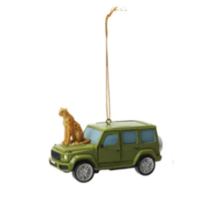 Safari Vehicle Ornament w/ Cheetahs