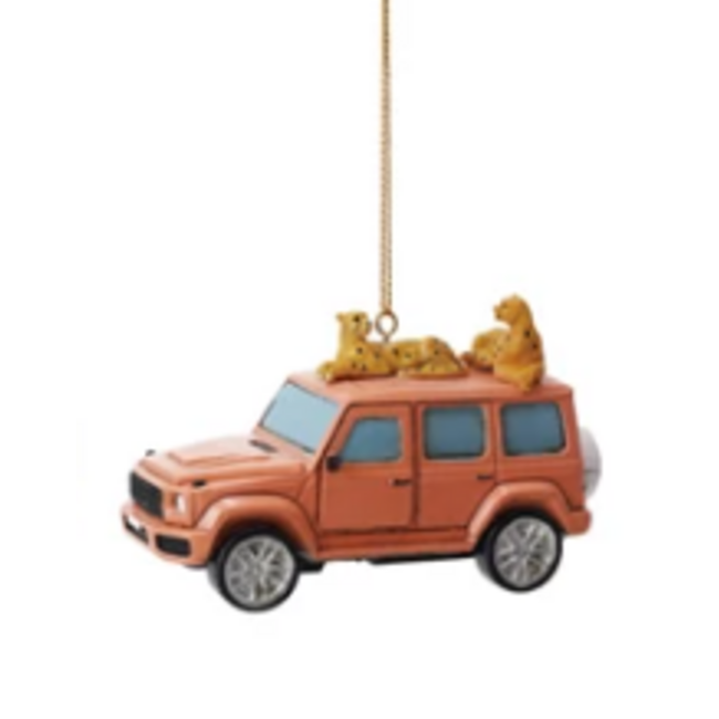 Safari Vehicle Ornament w/ Cheetahs