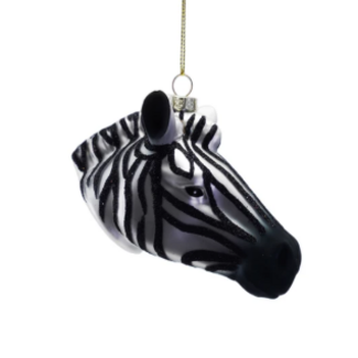 Glass Zebra Head Ornament