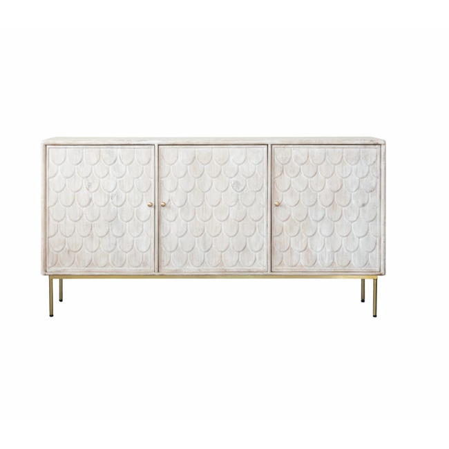 Carved Mango Wood Console, 3 Door