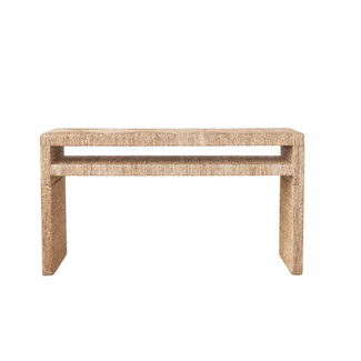 Hand-Woven Water Hyacinth & Acacia Wood Console
