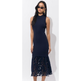 Brielle Knit Lace Midi Dress