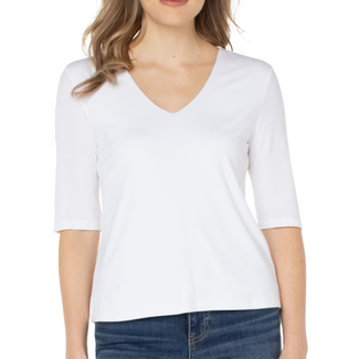 V Neck 1/2 Sleeve Knit Top