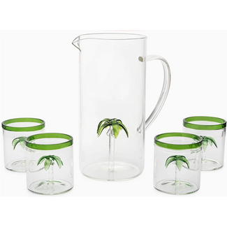 Palm Tree Pitcher w/ Glasses S/4