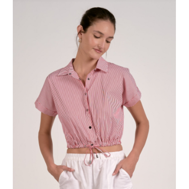 Striped Button Up Tie Top