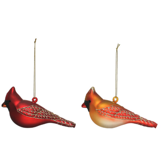 Glass Cardinal Ornament w/ Glitter