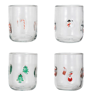 Drinking Glass w/ Embedded Holiday Icon 16oz