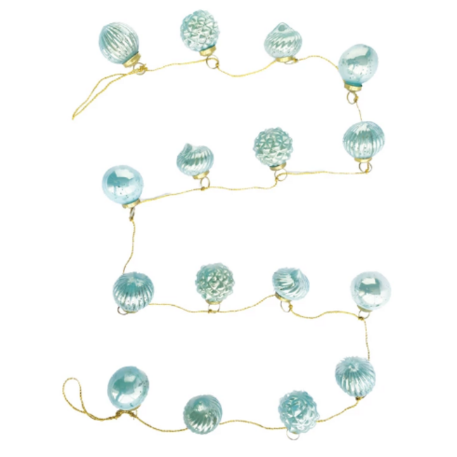 Embossed Mercury Glass Ball Ornament Garland