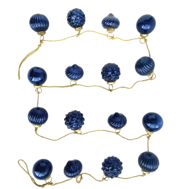 Embossed Mercury Glass Ball Ornament Garland