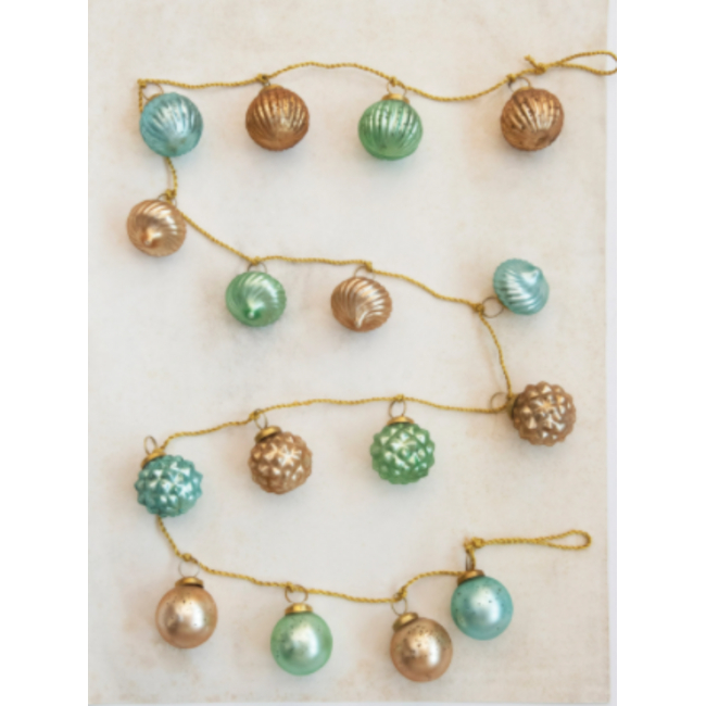 Embossed Mercury Glass Ball Ornament Garland