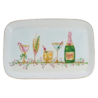 Holiday Cocktails Stoneware Platter