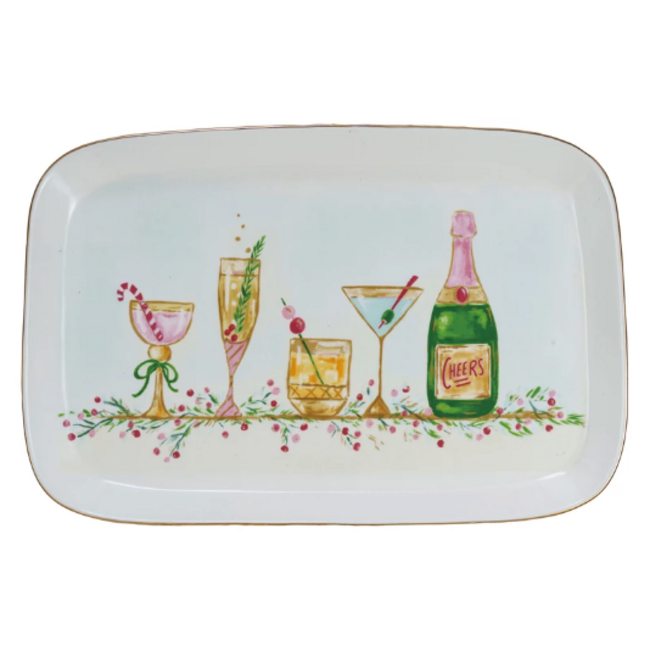Holiday Cocktails Stoneware Platter