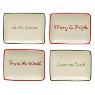 Red & Green Holiday Stoneware Dish