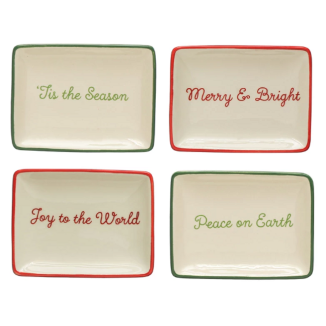 Red & Green Holiday Stoneware Dish