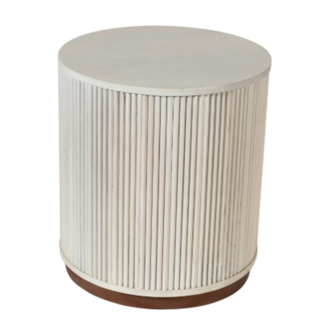 Distressed White Round Side Table