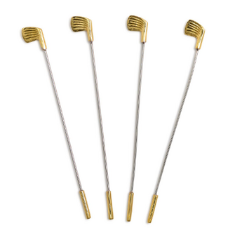 Gold Golf Club Stirrers S/4