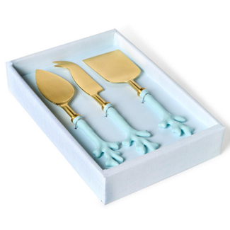Seafoam Coral Cheese Knives in Gift Box S/3