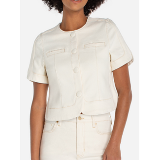 Collarless S/S Cropped Jacket