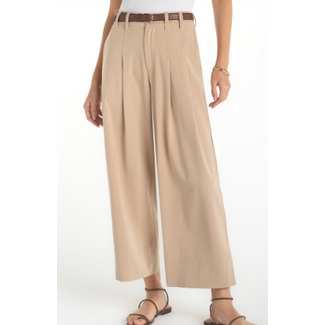 Pleated Wide Leg Crop Trouser