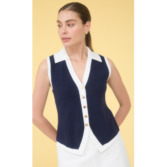 Sleeveless Collared Top