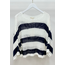 Striped Open Knit Crochet Top O/S
