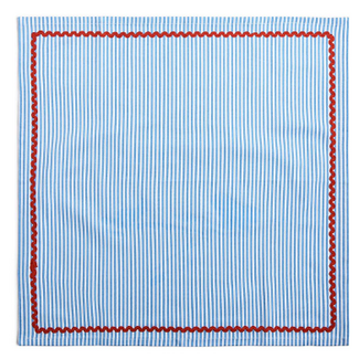 Blue Stripe w/Red Ric Rac Cloth Napkin